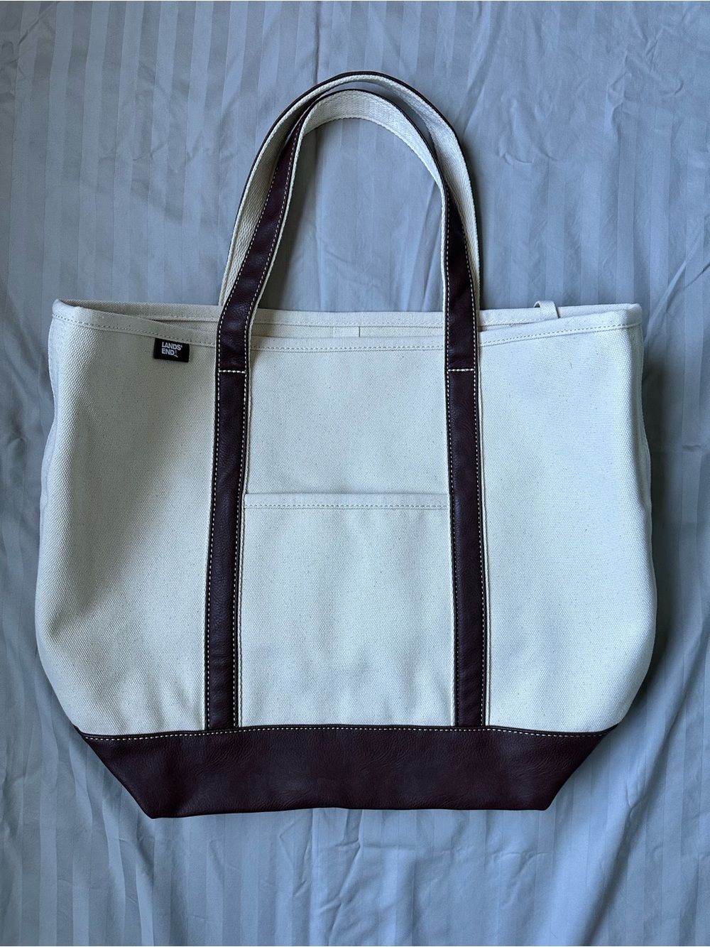 Lands’ End Canvas Tote with Brown Trim